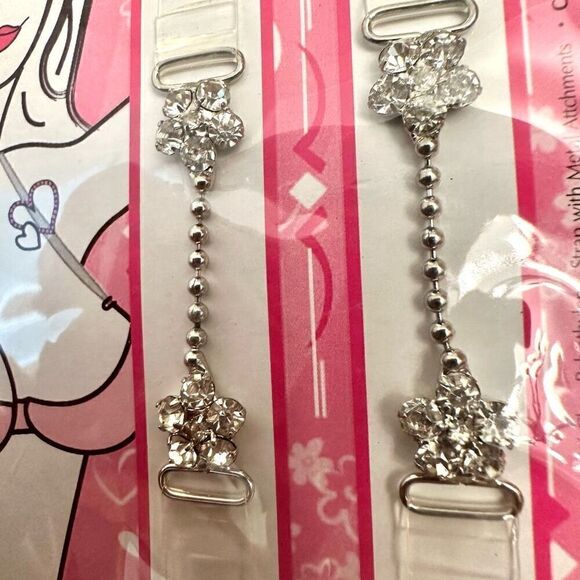 NWT Fashion Enhancers One Pair Of Clear Jeweled Removable Bra Straps OS - Picture 2 of 3